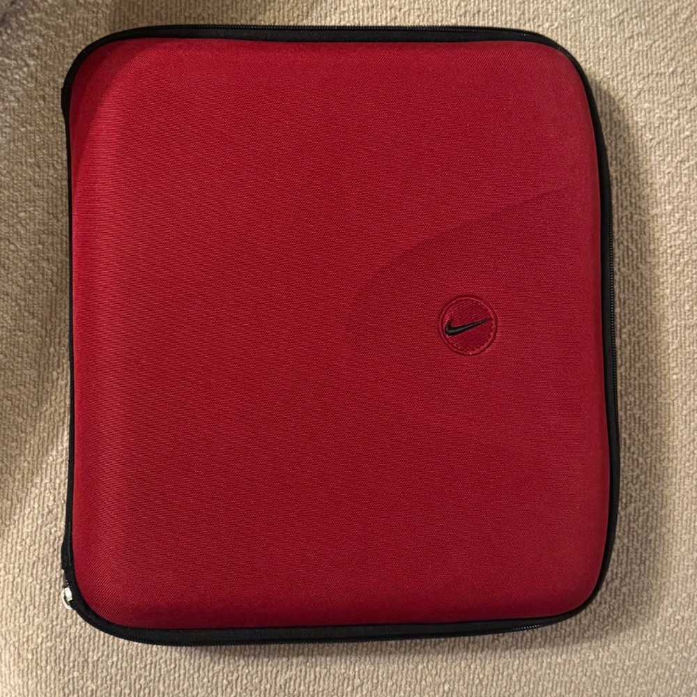 Vintage 1990s Nike Mead Red 3 Ring Zipper Binder Card Organizer Y2K Swoosh Logo